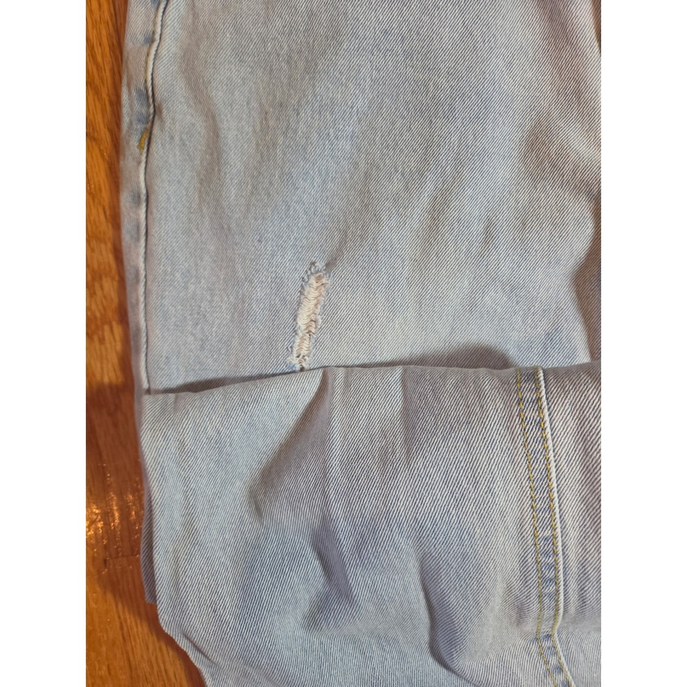 Avec Les Filles Light Wash Distressed Straight Leg Jeans Size 27 High Rise‎ Raw - Picture 9 of 12
